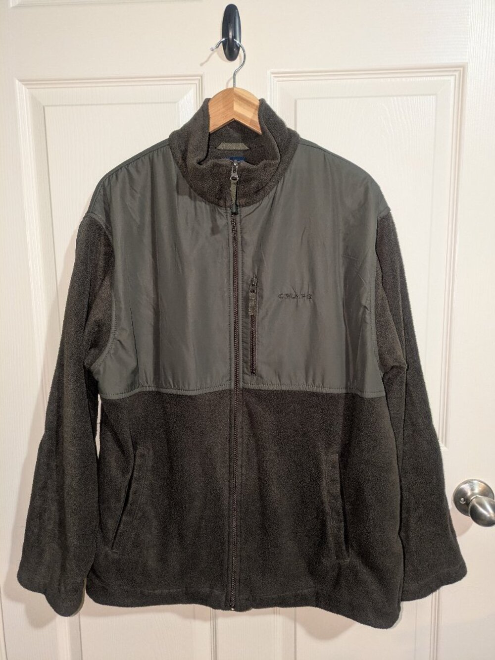 Chaps Full Zip Fleece and Nylon Jacket Men's L Olive Black